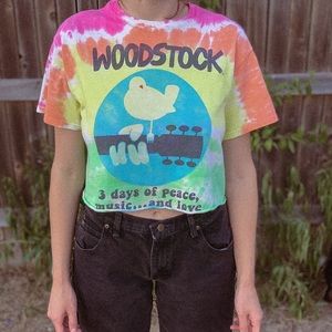 Colorful Woodstock Tie-Dye Cropped Tee 🎨